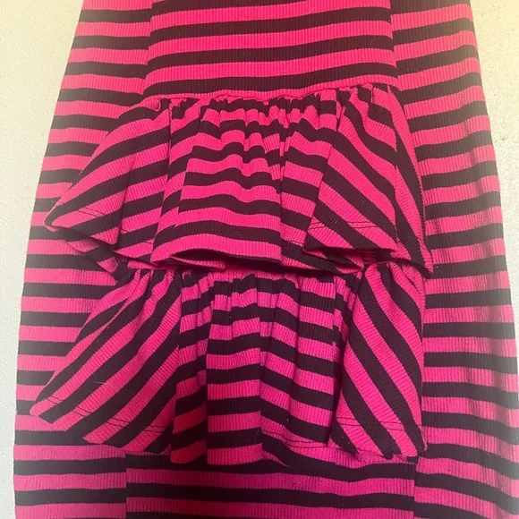 Betsey Johnson Striped Pink and Black bustle body con Women's Dress - Picture 4 of 9